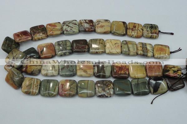 CPJ32 15.5 inches 20*20mm square picasso jasper beads wholesale