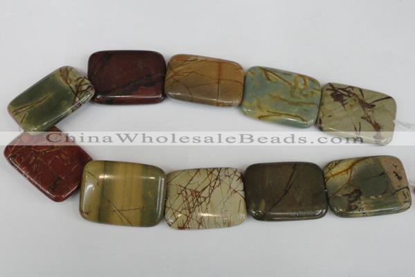 CPJ360 15.5 inches 30*40mm rectangle picasso jasper gemstone beads