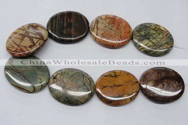 CPJ37 15.5 inches 40*50mm oval picasso jasper beads wholesale