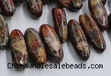 CPJ376 15.5 inches 8*14mm - 8*22mm picasso jasper & pyrite chips beads