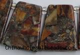 CPJ378 Top drilled 22*26mm trapezoid picasso jasper & pyrite beads