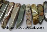 CPJ40 15.5 inches multi size wand picasso jasper beads wholesale