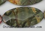 CPJ415 15 inches 25*50mm faceted oval picasso jasper gemstone beads