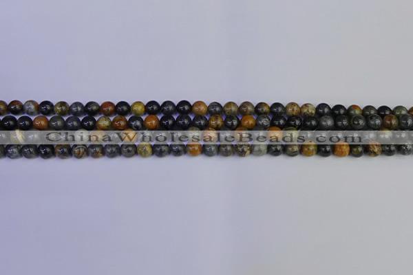 CPJ470 15.5 inches 4mm round black picasso jasper beads wholesale