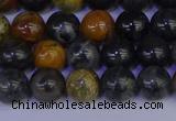 CPJ472 15.5 inches 8mm round black picasso jasper beads wholesale