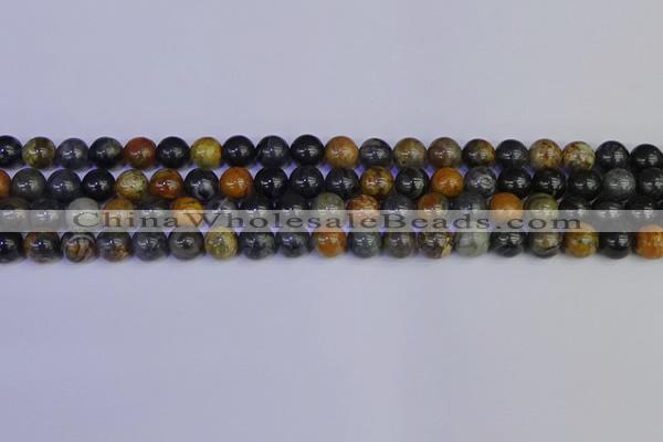 CPJ472 15.5 inches 8mm round black picasso jasper beads wholesale