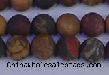 CPJ503 15.5 inches 10mm round matte picasso jasper beads wholesale