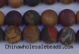 CPJ503 15.5 inches 10mm round matte picasso jasper beads wholesale