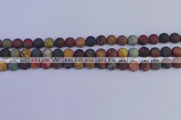 CPJ503 15.5 inches 10mm round matte picasso jasper beads wholesale