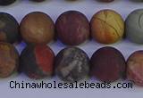 CPJ504 15.5 inches 12mm round matte picasso jasper beads wholesale