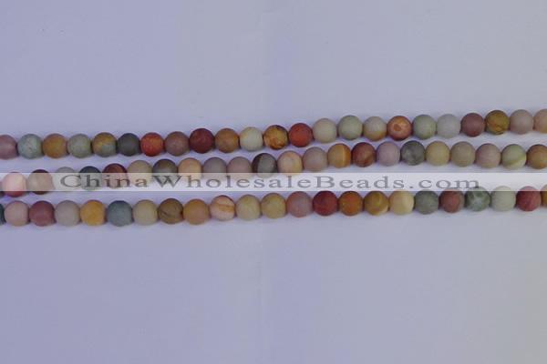 CPJ511 15.5 inches 6mm round matte polychrome jasper beads wholeasle