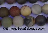 CPJ513 15.5 inches 10mm round matte polychrome jasper beads wholeasle