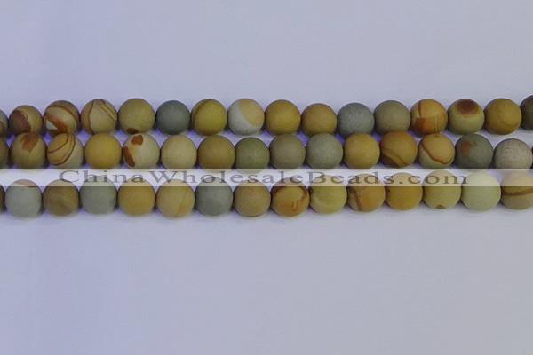 CPJ525 15.5 inches 14mm round matte wildhorse picture jasper beads