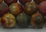 CPJ535 15.5 inches 14mm faceted round picasso jasper beads