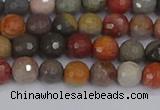 CPJ546 15.5 inches 4mm faceted round polychrome jasper beads
