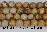 CPJ555 15.5 inches 4mm faceted round picture jasper beads