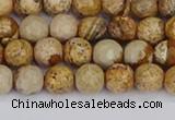 CPJ556 15.5 inches 6mm faceted round picture jasper beads