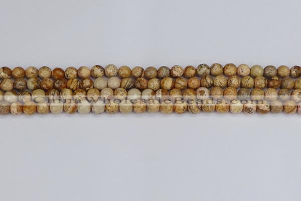 CPJ556 15.5 inches 6mm faceted round picture jasper beads