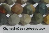 CPJ592 15.5 inches 10mm faceted nuggets matte polychrome jasper beads