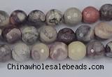 CPJ610 15.5 inches 4mm faceted round purple striped jasper beads