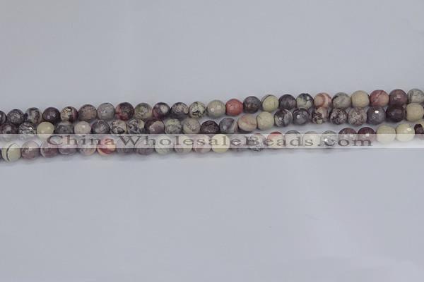 CPJ610 15.5 inches 4mm faceted round purple striped jasper beads