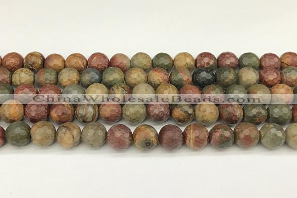 CPJ691 15 inches 8mm faceted round picasso jasper beads