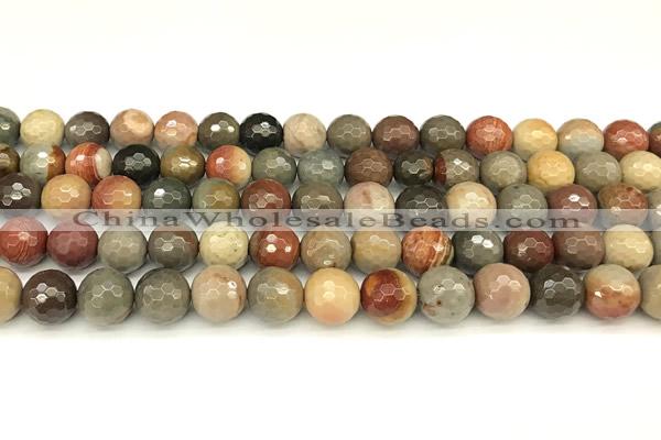 CPJ696 15 inches 8mm faceted round American picture jasper beads