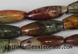 CPJ72 15.5 inches 10*30mm rice picasso jasper gemstone beads