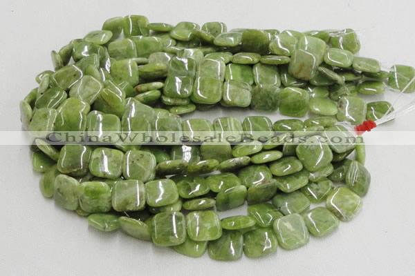 CPO10 15.5 inches 18*18mm square olivine gemstone beads wholesale