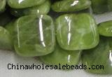 CPO11 15.5 inches 20*20mm square olivine gemstone beads wholesale