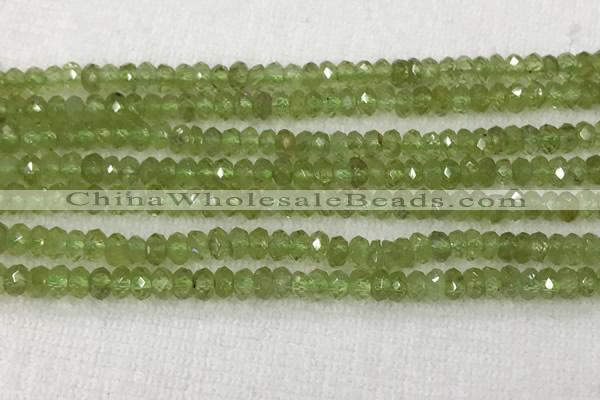 CPO118 15.5 inches 2*4mm faceted rondelle peridot gemstone beads