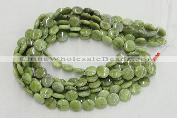 CPO16 15.5 inches 12mm flat round olivine gemstone beads wholesale