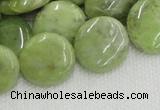 CPO18 15.5 inches 20mm flat round olivine gemstone beads wholesale