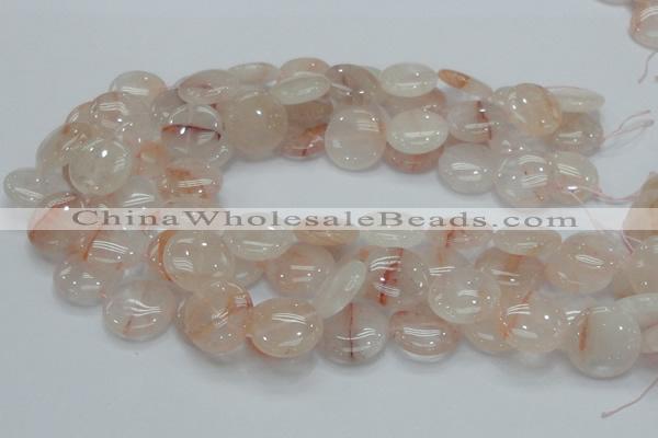 CPQ03 15.5 inches 20mm flat round natural pink quartz beads