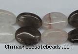 CPQ105 12*16mm oval natural pink crystal & smoky quartz beads