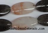 CPQ107 15*20mm oval natural pink crystal & smoky quartz beads