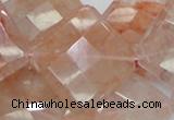 CPQ18 15.5 inches 30*30mm faceted diamond natural pink quartz beads