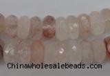 CPQ246 15.5 inches 6*12mm faceted rondelle natural pink quartz beads