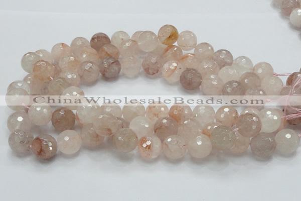 CPQ26 15.5 inches 14mm faceted round natural pink quartz beads