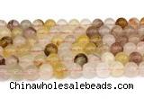 CPQ361 15.5 inches 6mm round pink & yellow quartz gemstone beads
