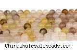 CPQ362 15.5 inches 8mm round pink & yellow quartz gemstone beads