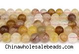 CPQ364 15.5 inches 12mm round pink & yellow quartz gemstone beads