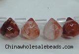 CPQ41 Top-drilled 7*7mm faceted teardrop natural pink quartz beads