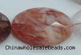 CPQ65 15.5 inches 30*40mm faceted oval natural pink quartz beads