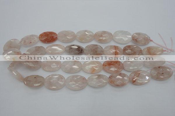CPQ85 15.5 inches 18*25mm faceted oval natural pink quartz beads