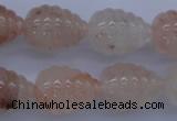 CPQ92 15.5 inches 15*20mm carved teardrop natural pink quartz beads