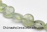 CPR07  A grade 10mm flat round natural prehnite gemstone beads