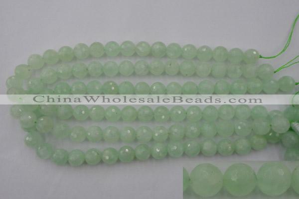 CPR114 15.5 inches 12mm faceted round natural prehnite beads wholesale