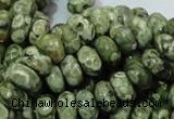 CPS02 15.5 inches 6*10mm rondelle green peacock stone beads wholesale