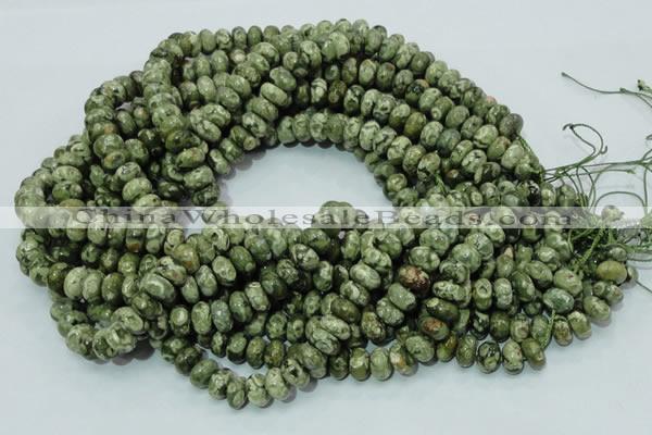 CPS02 15.5 inches 6*10mm rondelle green peacock stone beads wholesale